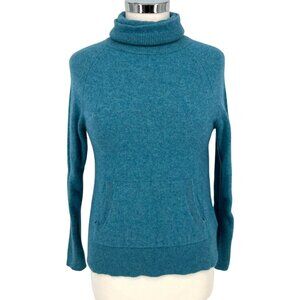 Max StudioCashmere Turtleneck Slim Pocket Sweater Teal Blue Size Medium